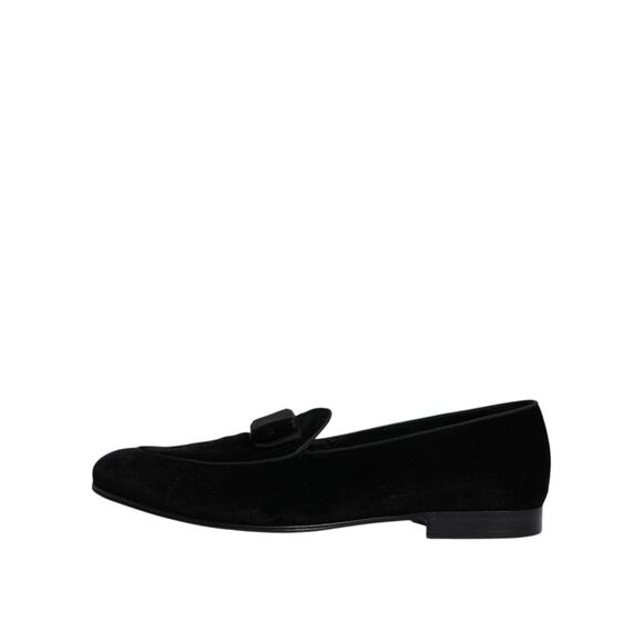 Dolce & Gabbana Black Velvet Loafers Formal Men Dress Men's Shoes (Pre-Owned)